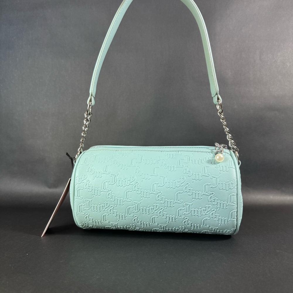 Juicy Couture YK2 String Of Pearls Roll Bag Pastel Turq - Rhinestone logo - Picture 4 of 8